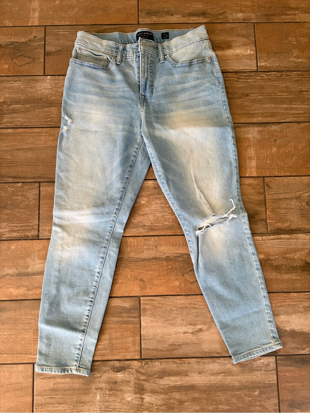 Lucky Light Wash Distressed Skinny Jeans